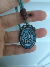 Load image into Gallery viewer, 100% Natural dark green/black Jade blessed fortune pendant HT7 Add on item! not sale individually
