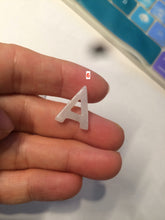 Load image into Gallery viewer, 100% natural icy watery jadeite jade Initial letter A pendant necklace Y125
