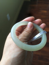 Load image into Gallery viewer, 54.7mm 100% Natural fresh icy light green frosted glass polished nephrite Jade bangle J37-0081
