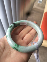 Load image into Gallery viewer, 59.2mm Certified Type A 100% Natural green/white Jadeite Jade bangle L7-7536
