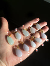 Load image into Gallery viewer, 100% natural icy watery green/white/purple type A jadeite jade water drop pendant necklace group AT78
