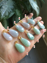 Load image into Gallery viewer, 100% natural icy watery green/purple type A jadeite jade water drop pendant necklace group AD23
