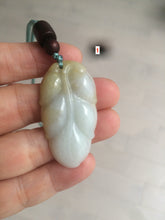 Load image into Gallery viewer, 100% natural type A yellow/purple jadeite jade leaf pendant necklace group AQ58
